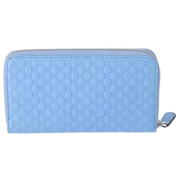 GUCCI Micro Guccissima Long Wallet 449391 Light Blue Leather - Picture 2 of 7